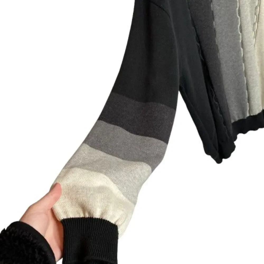 VTG 90s Bachrach Mens Color Block‎ Crew Neck Sweater XL Black Gray Retro Hipster